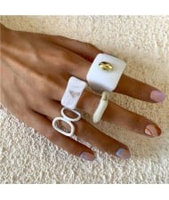 Wholesale Jewelry Irregular Simple Style Unique Resin Open-end Fashion Women Statement Rings Set