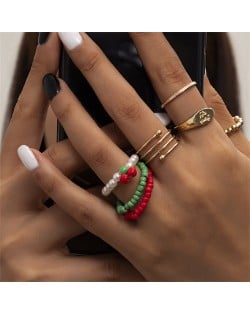 U.S Hip-Hop Wholesale Jewelry Three-dimensional Bat Multi-element Mix Design Open-end Women Rings Set