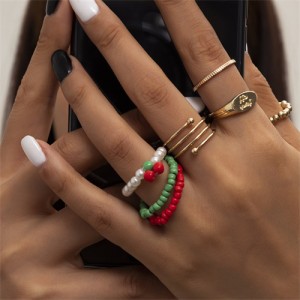 U.S Hip-Hop Wholesale Jewelry Three-dimensional Bat Multi-element Mix Design Open-end Women Rings Set