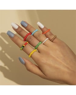 Popular Candy Color Wholesale Jewelry Heart Shape Simple Design Beads Women Costume Rings Set