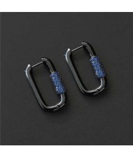 Simple Design U.S Fashion Wholesale Jewelry Rectangular Lock Hoop Earrings - Gun Black