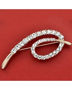 Rhinestone Embellished Simplistic Design 18K Rose Gold Brooch