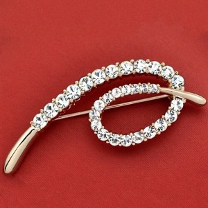 Rhinestone Embellished Simplistic Design 18K Rose Gold Brooch