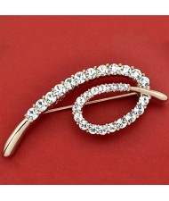 Rhinestone Embellished Simplistic Design 18K Rose Gold Brooch