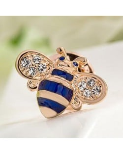 Little Bee Design 18K Rose Gold Brooch - Blue