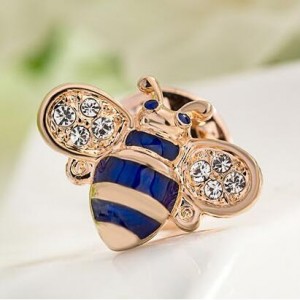 Little Bee Design 18K Rose Gold Brooch - Blue