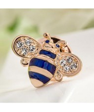 Little Bee Design 18K Rose Gold Brooch - Blue