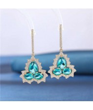 Wholesale Jewelry Elegant Design Gourd Shape Cubic Zirconia Dangle Earrings - Green