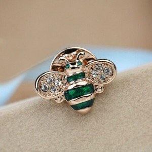 Little Bee Design 18K Rose Gold Brooch - Green