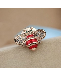 Little Bee Design 18K Rose Gold Brooch - Red