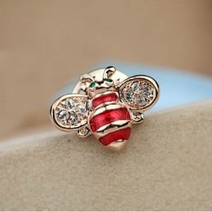 Little Bee Design 18K Rose Gold Brooch - Red