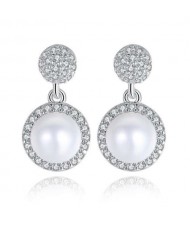 Korean Fashion Wholesale 925 Sterling Silver Jewelry High Quality Natral Pearl Dangle Earrings