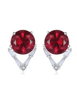 Simple Design Wholesale 925 Sterling Silver Jewlery High Quality Graceful Earrings - Red