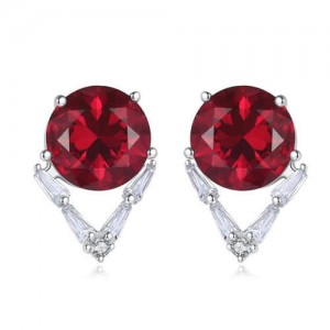 Simple Design Wholesale 925 Sterling Silver Jewlery High Quality Graceful Earrings - Red