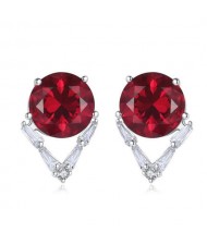 Simple Design Wholesale 925 Sterling Silver Jewlery High Quality Graceful Earrings - Red