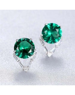 Simple Design Wholesale 925 Sterling Silver Jewlery High Quality Graceful Earrings - Green