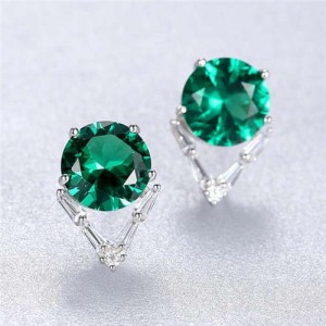Simple Design Wholesale 925 Sterling Silver Jewlery High Quality Graceful Earrings - Green