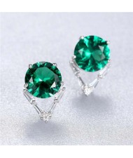 Simple Design Wholesale 925 Sterling Silver Jewlery High Quality Graceful Earrings - Green