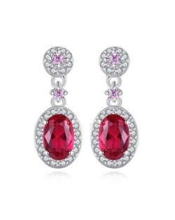 Attractive Vintage Style High Quality Wholesale 925 Sterling Silver Jewlery Red Gem Earrings