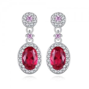 Attractive Vintage Style High Quality Wholesale 925 Sterling Silver Jewlery Red Gem Earrings