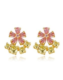 Cubic Zirconia Embeded Glistening Flower Wholesale 925 Sterling Silver Earrings