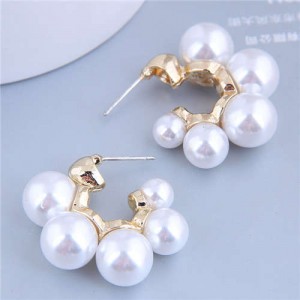 Korean Fashion Wholesale Jewelry Sweet Semicircle Pearl Women Earrings