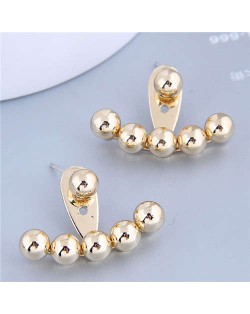 Unique Design Wholesale Jewelry Golden Balls Fan-shape Alloy Fashion Earrings