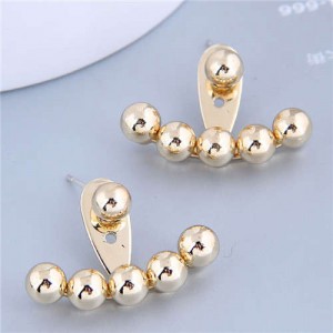 Unique Design Wholesale Jewelry Golden Balls Fan-shape Alloy Fashion Earrings