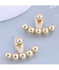 Unique Design Wholesale Jewelry Golden Balls Fan-shape Alloy Fashion Earrings