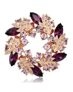 Splendid Bauhinia Garland Rose Gold Brooch - Purple