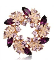 Splendid Bauhinia Garland Rose Gold Brooch - Purple