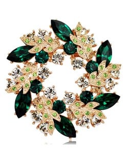 Splendid Bauhinia Garland Rose Gold Brooch - Green