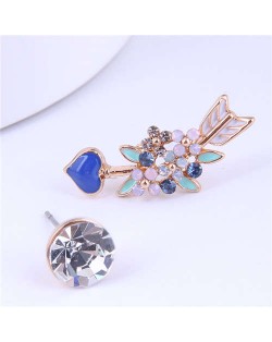 Wholesale Floral Cluster Arrow Modeling Fashion Jewelry Asymmetric Earrings