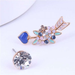 Wholesale Floral Cluster Arrow Modeling Fashion Jewelry Asymmetric Earrings