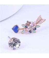 Wholesale Floral Cluster Arrow Modeling Fashion Jewelry Asymmetric Earrings