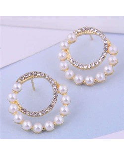 Korean Fashion Wholesale Jewelry Elegant Circle Design Rhinestone Women Earrings