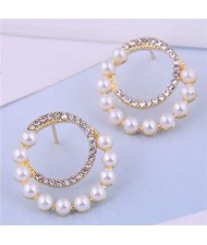 Korean Fashion Wholesale Jewelry Elegant Circle Design Rhinestone Women Earrings