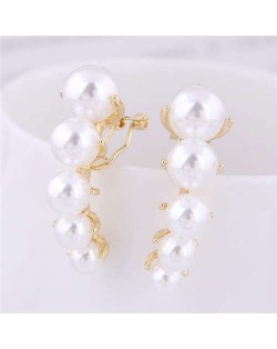 Beautiful Wholesale Jewelry Gradient Size Artificial Pearl Sweet Alloy Earrings