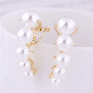 Beautiful Wholesale Jewelry Gradient Size Artificial Pearl Sweet Alloy Earrings