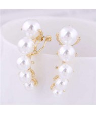 Beautiful Wholesale Jewelry Gradient Size Artificial Pearl Sweet Alloy Earrings