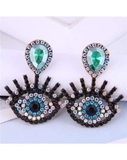 U.S Fashion Wholesale Jewelry Classic Charming Eye Design Women Alloy Dangle Earrings - Green