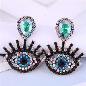 U.S Fashion Wholesale Jewelry Classic Charming Eye Design Women Alloy Dangle Earrings - Green