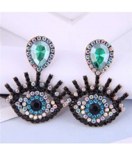 U.S Fashion Wholesale Jewelry Classic Charming Eye Design Women Alloy Dangle Earrings - Green