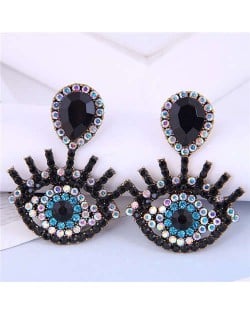 U.S Fashion Wholesale Jewelry Classic Charming Eye Design Women Alloy Dangle Earrings - Black