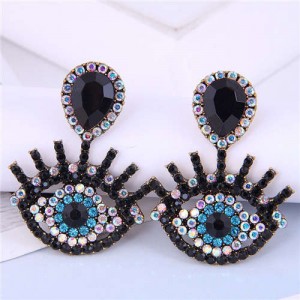 U.S Fashion Wholesale Jewelry Classic Charming Eye Design Women Alloy Dangle Earrings - Black