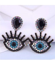 U.S Fashion Wholesale Jewelry Classic Charming Eye Design Women Alloy Dangle Earrings - Black