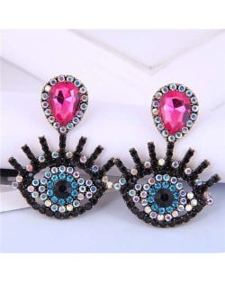 U.S Fashion Wholesale Jewelry Classic Charming Eye Design Women Alloy Dangle Earrings - Rose