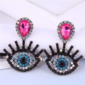 U.S Fashion Wholesale Jewelry Classic Charming Eye Design Women Alloy Dangle Earrings - Rose