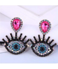 U.S Fashion Wholesale Jewelry Classic Charming Eye Design Women Alloy Dangle Earrings - Rose
