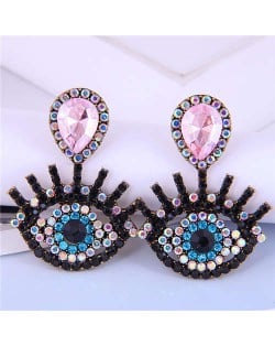 U.S Fashion Wholesale Jewelry Classic Charming Eye Design Women Alloy Dangle Earrings - Pink